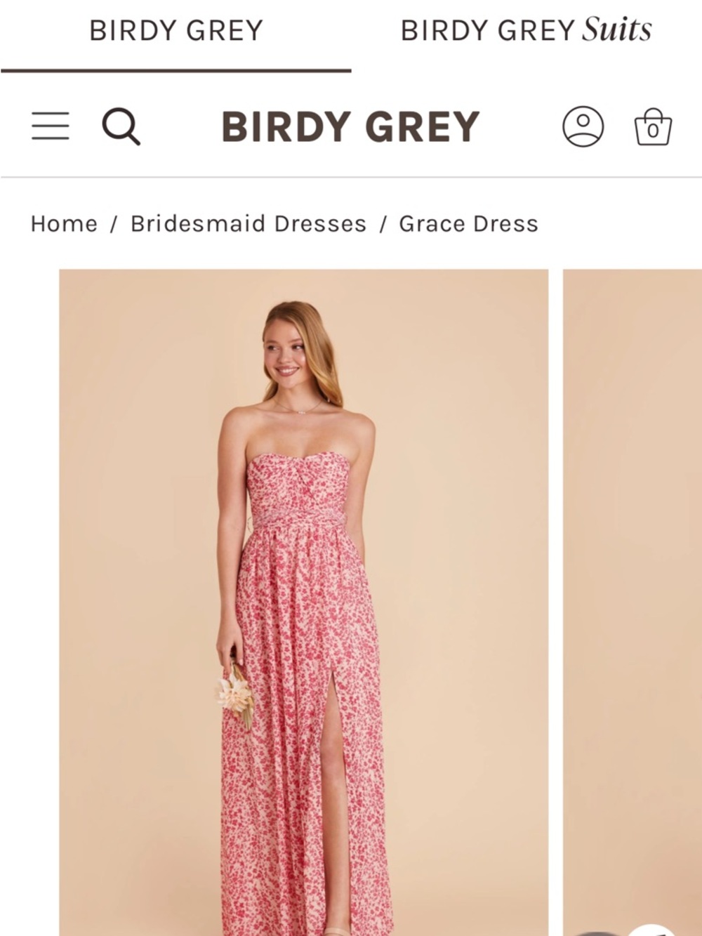 Birdy Grey Pink Floral Strapless Maxi Dress